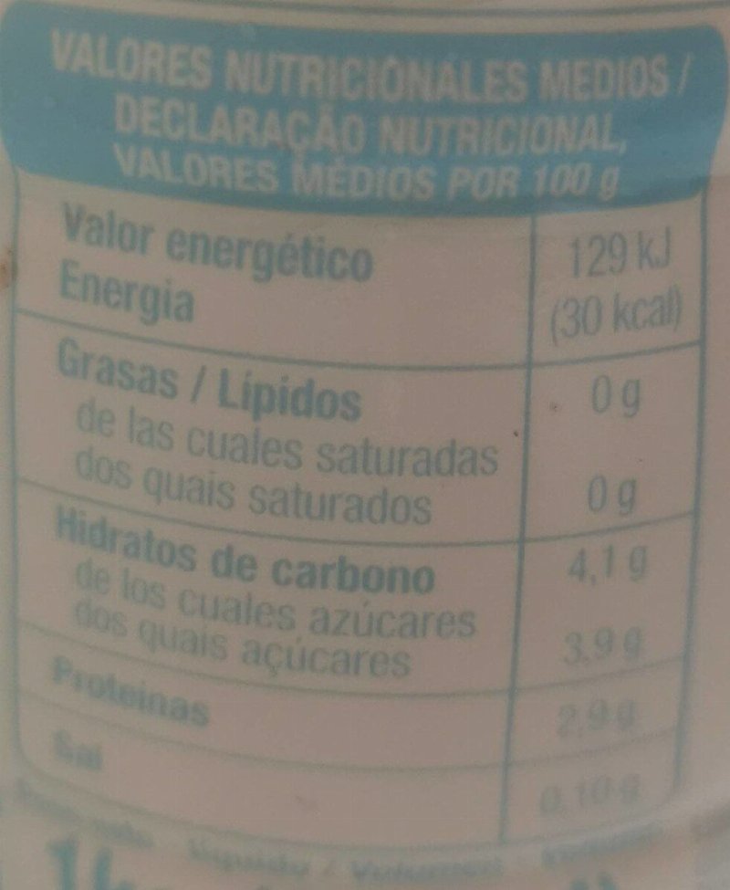 Foto da tabela nutricional