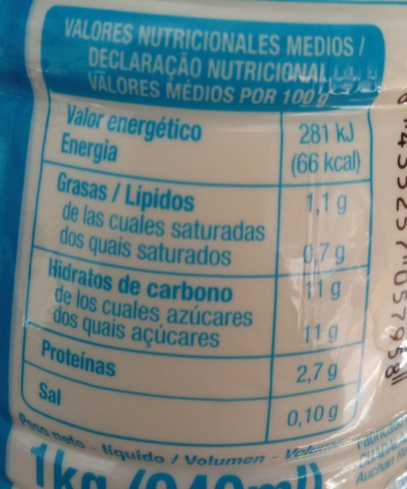 Foto da tabela nutricional