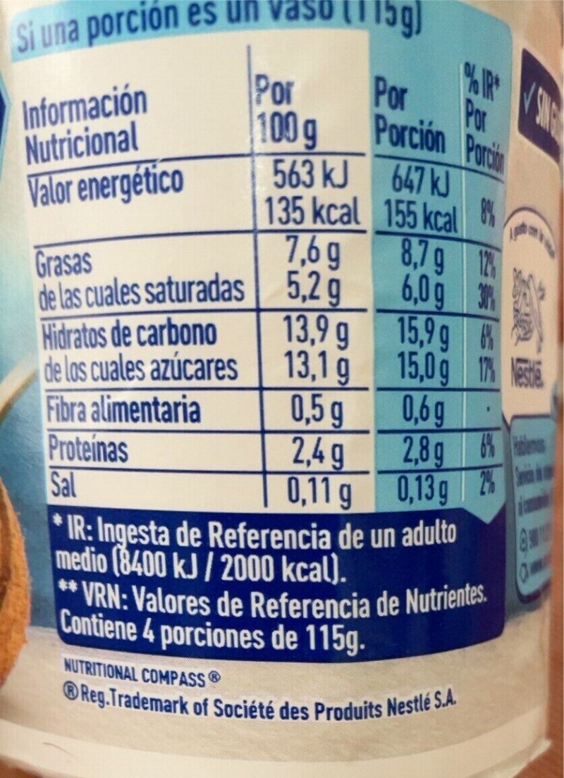 Foto da tabela nutricional