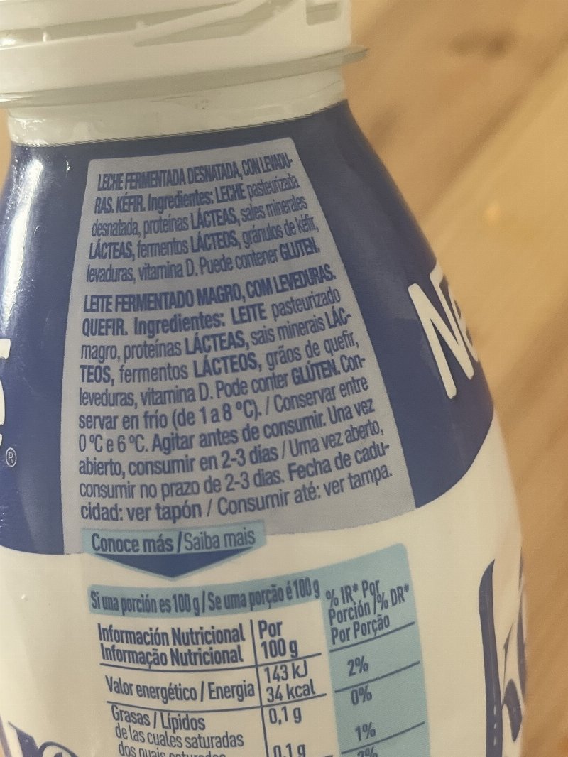 Foto da lista de ingredientes