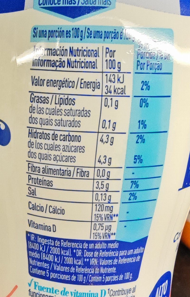 Foto da tabela nutricional
