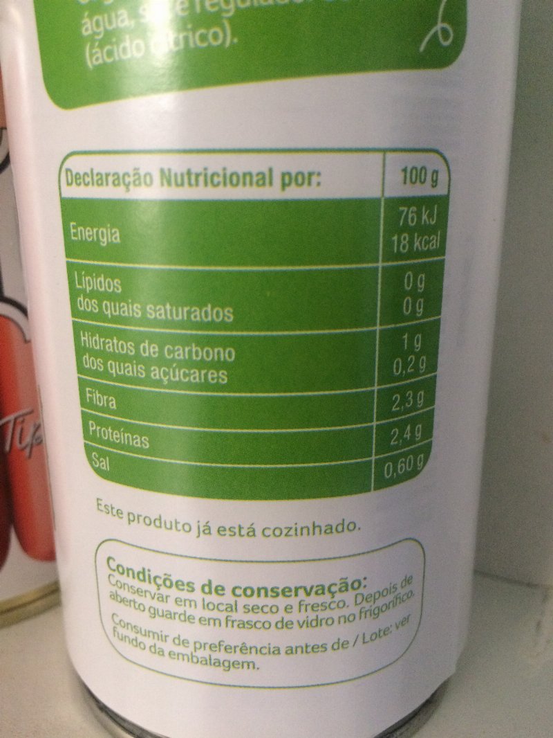 Foto da tabela nutricional