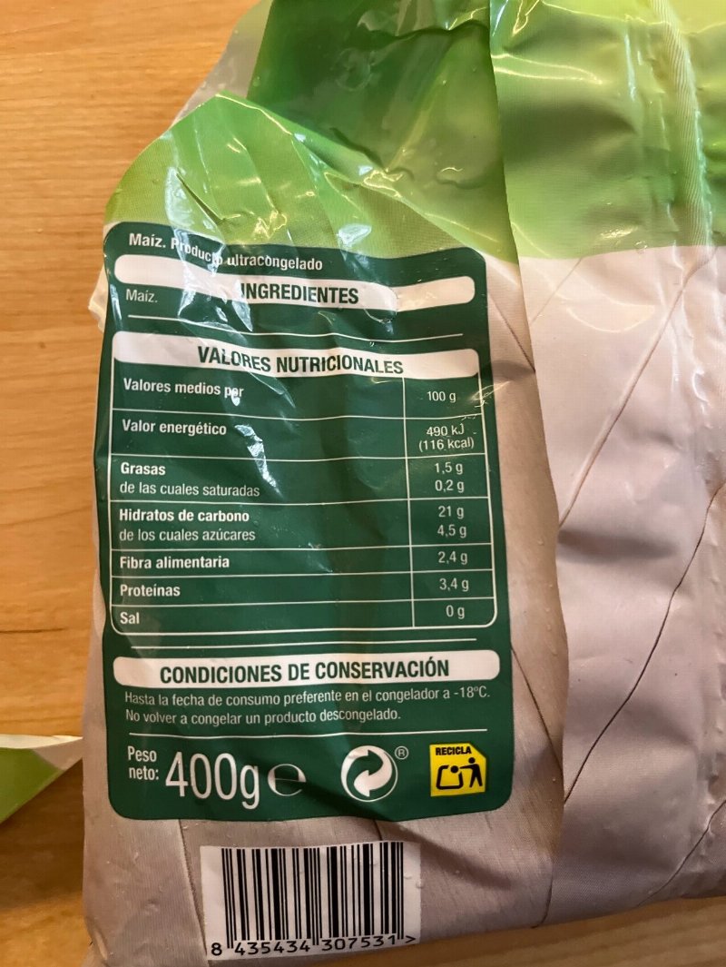 Foto da tabela nutricional