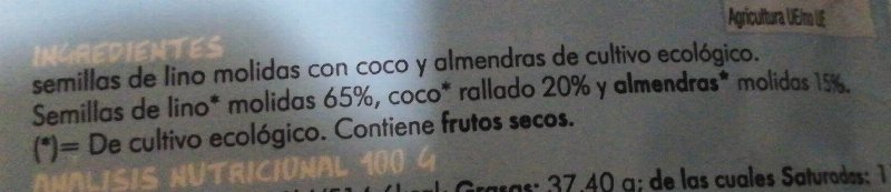 Foto da tabela nutricional
