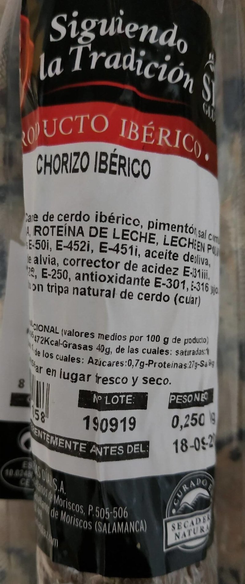 Foto da tabela nutricional