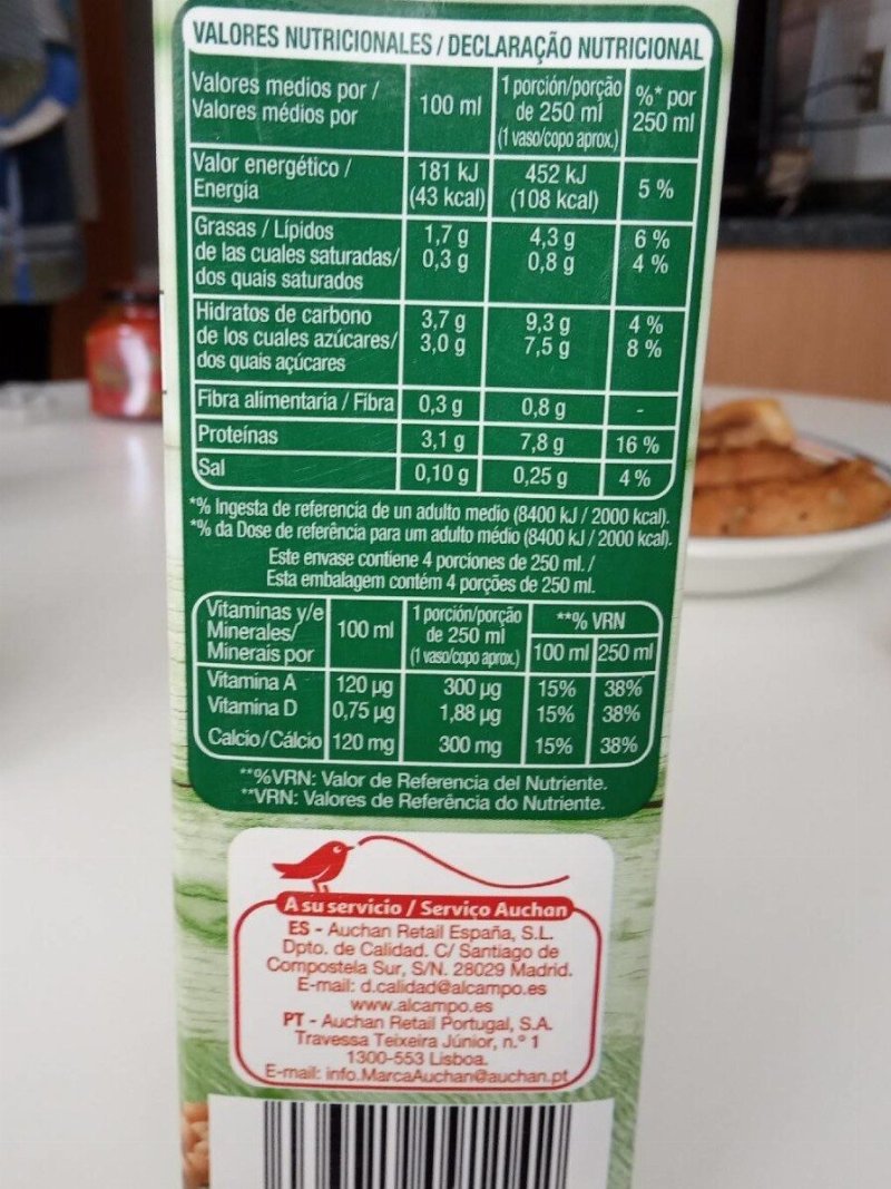 Foto da tabela nutricional
