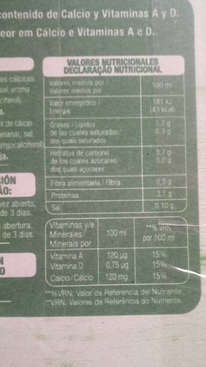 Foto da tabela nutricional