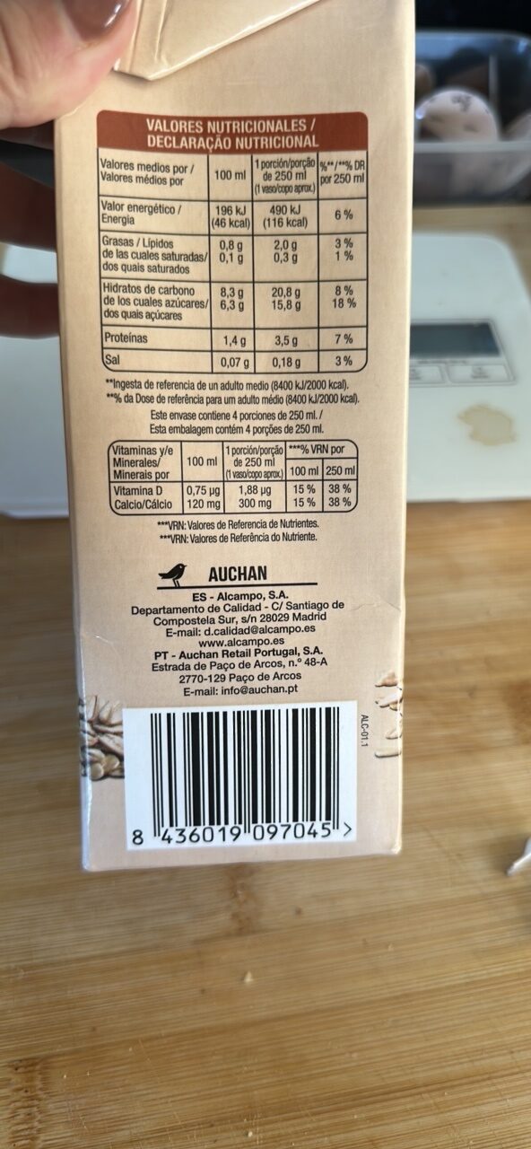 Foto da tabela nutricional