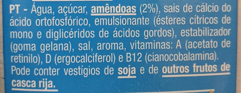 Foto da lista de ingredientes
