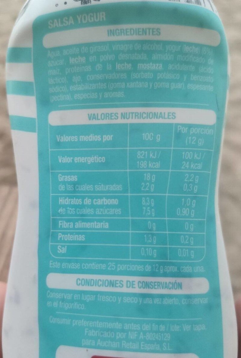 Foto da tabela nutricional