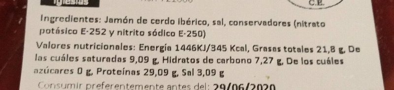Foto da tabela nutricional