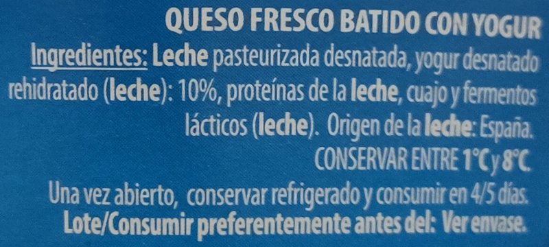 Foto da lista de ingredientes