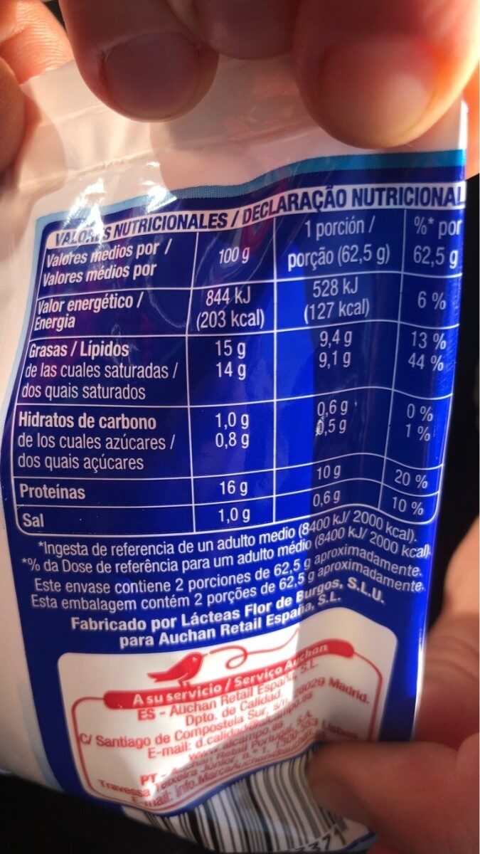 Foto da tabela nutricional