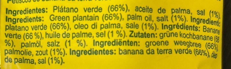 Foto da lista de ingredientes