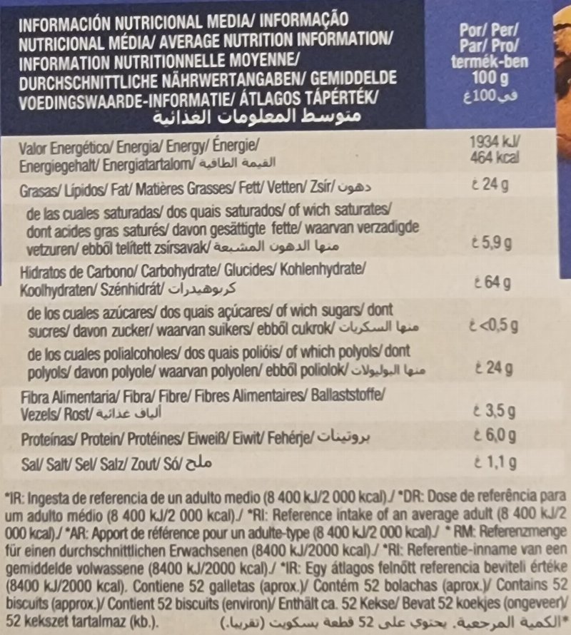 Foto da tabela nutricional