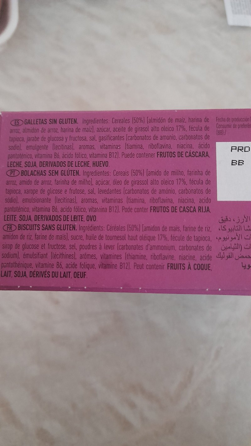 Foto da lista de ingredientes