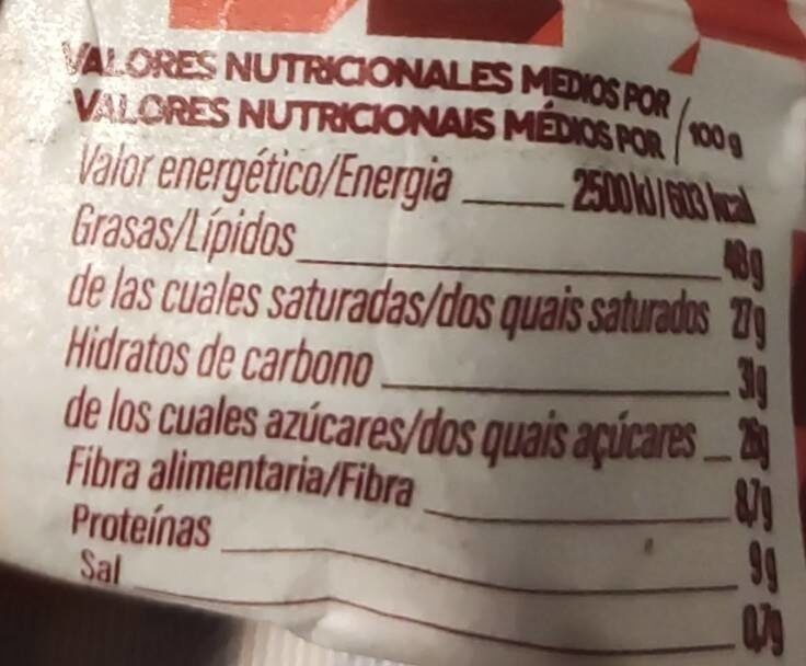 Foto da tabela nutricional
