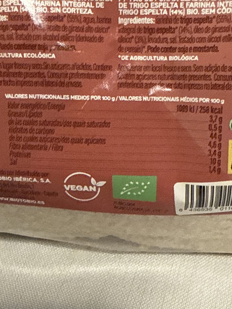 Foto da tabela nutricional