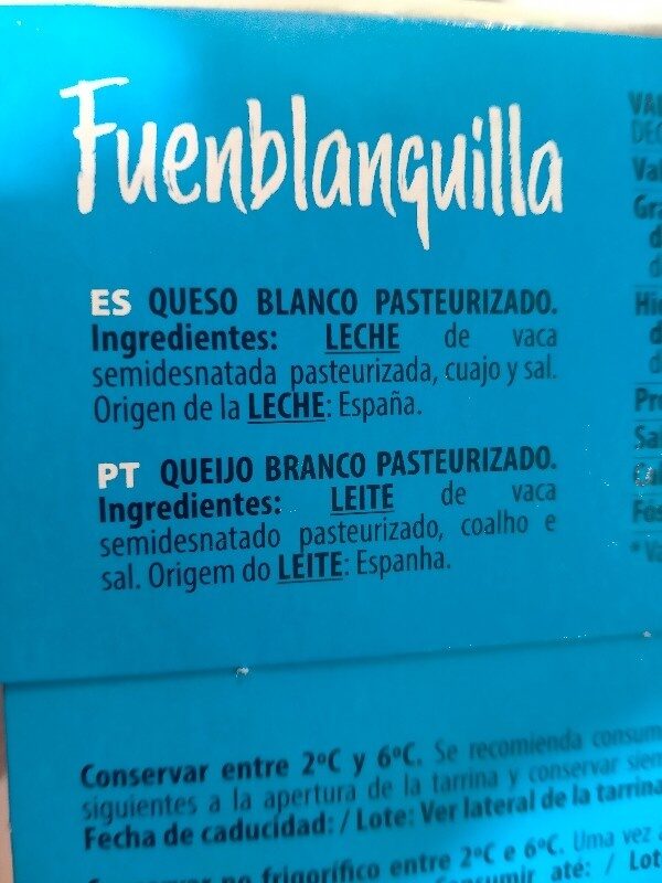 Foto da lista de ingredientes