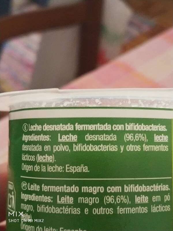 Foto da lista de ingredientes
