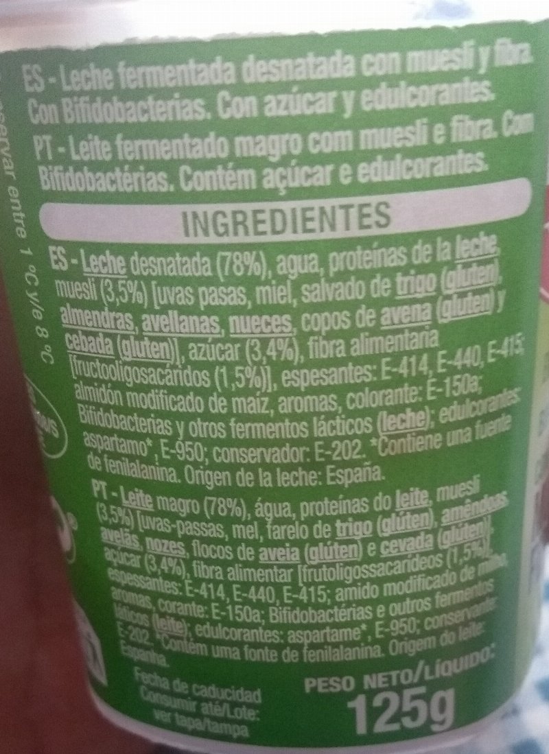 Foto da lista de ingredientes
