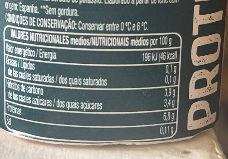 Foto da tabela nutricional