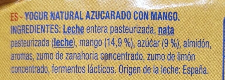 Foto da lista de ingredientes