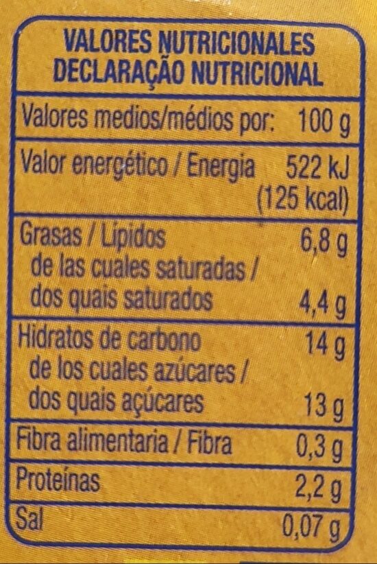 Foto da tabela nutricional