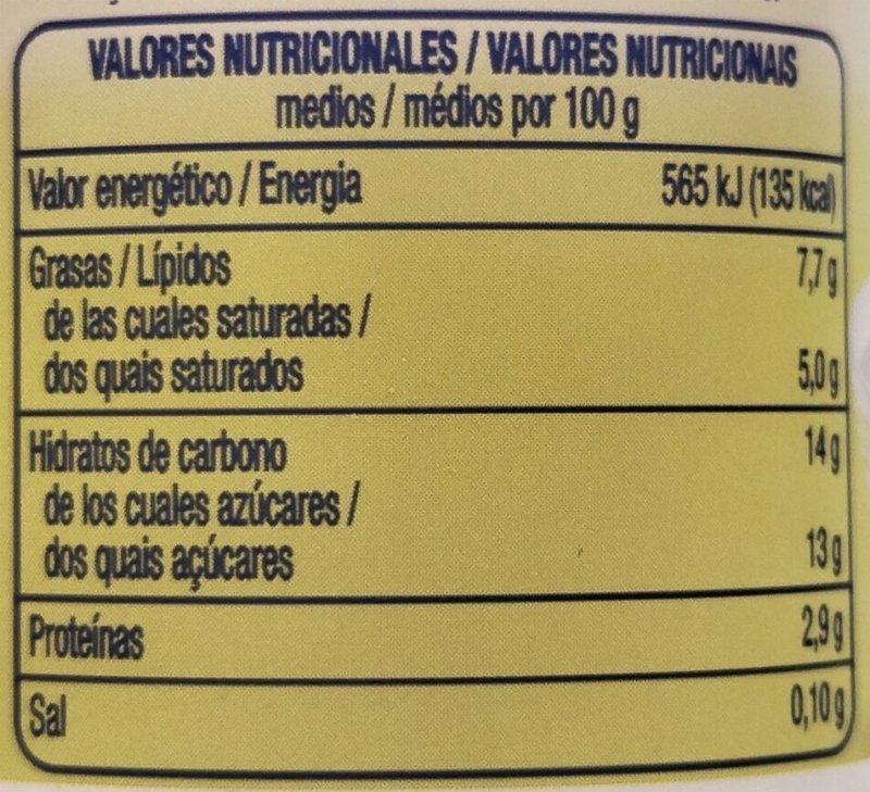 Foto da tabela nutricional