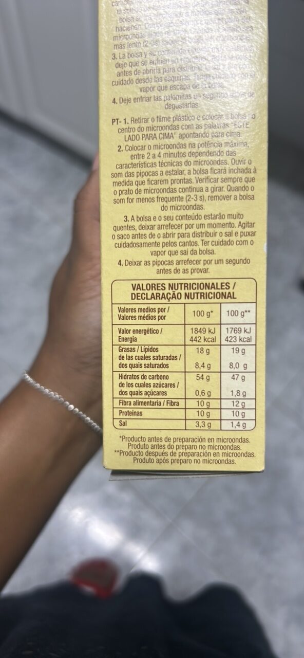 Foto da tabela nutricional