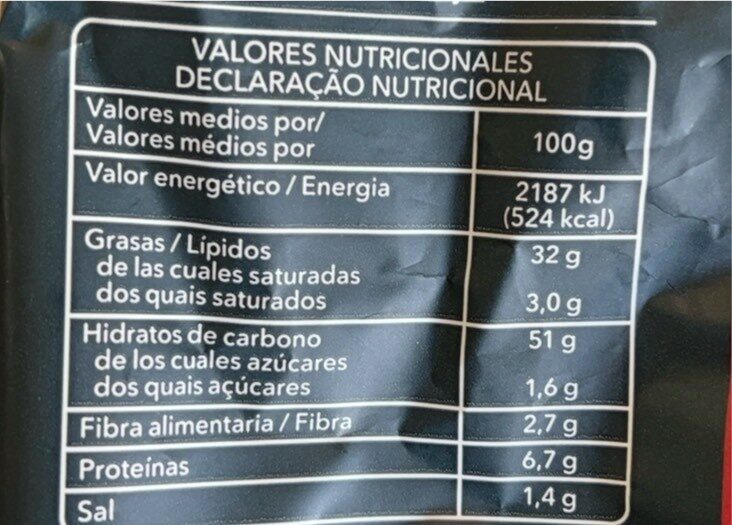 Foto da tabela nutricional