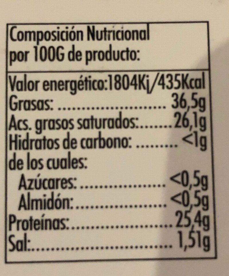 Foto da tabela nutricional
