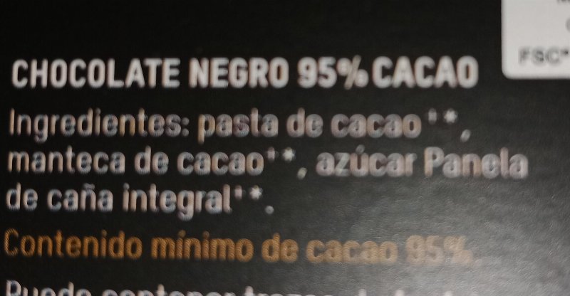 Foto da lista de ingredientes