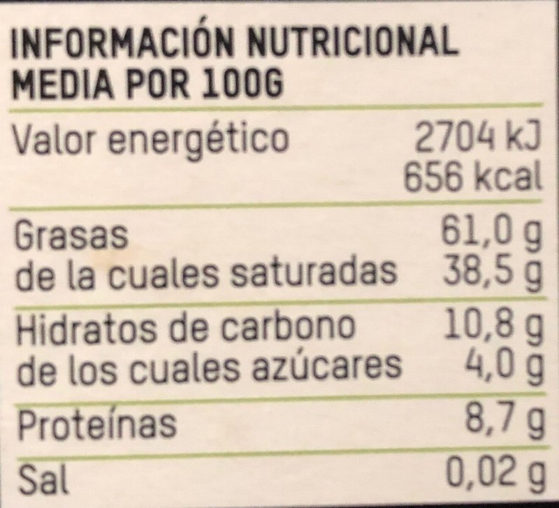 Foto da tabela nutricional