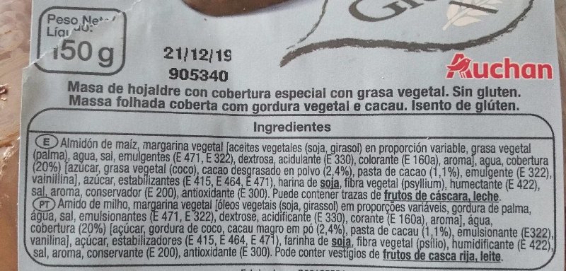 Foto da tabela nutricional
