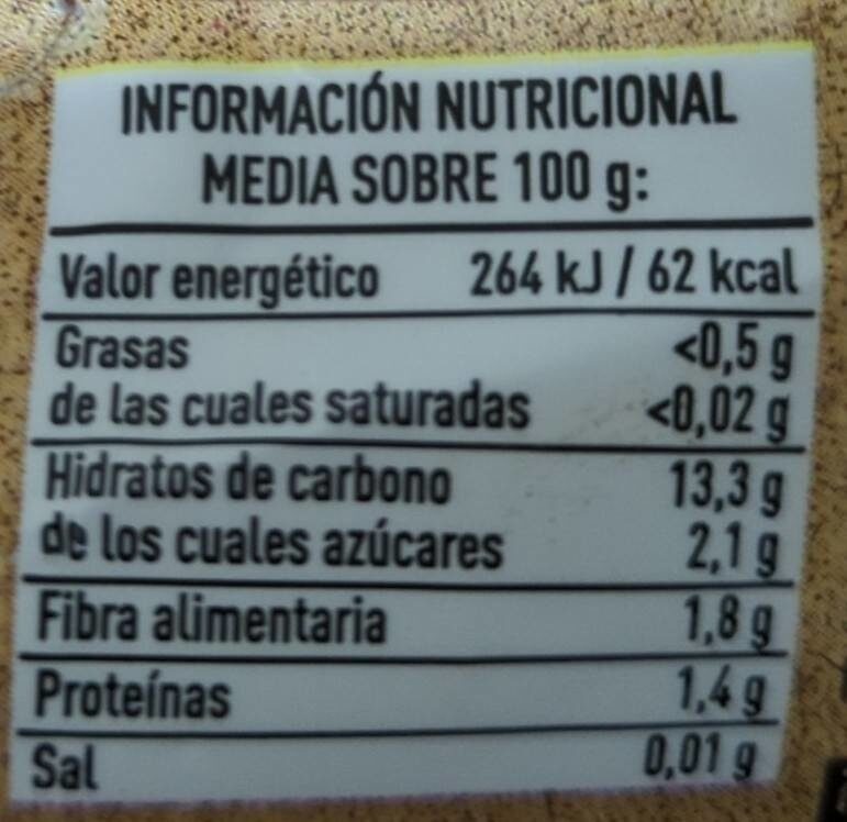 Foto da tabela nutricional