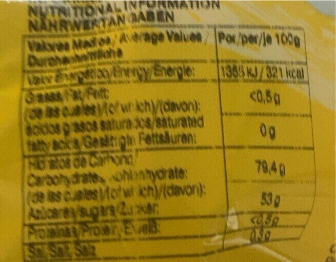 Foto da tabela nutricional