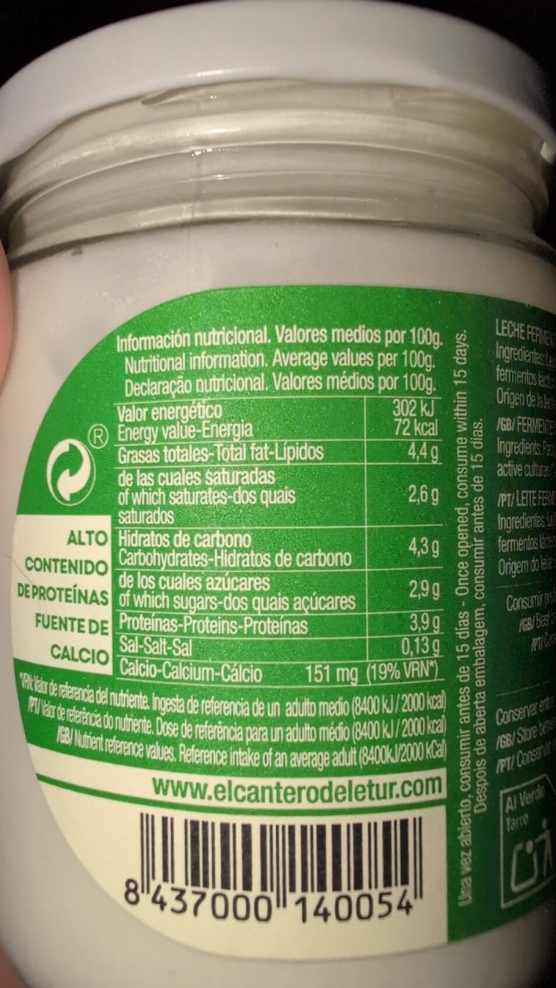 Foto da tabela nutricional