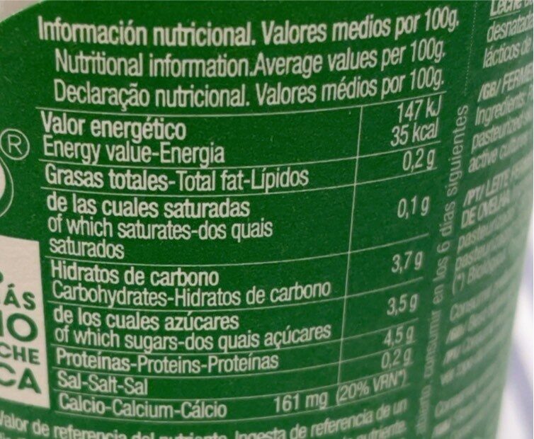 Foto da tabela nutricional