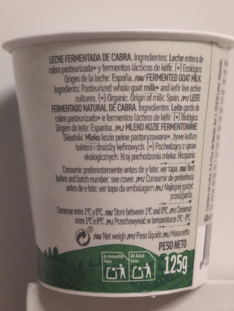Foto da lista de ingredientes
