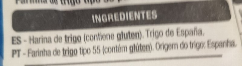 Foto da lista de ingredientes