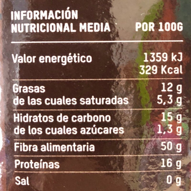 Foto da tabela nutricional