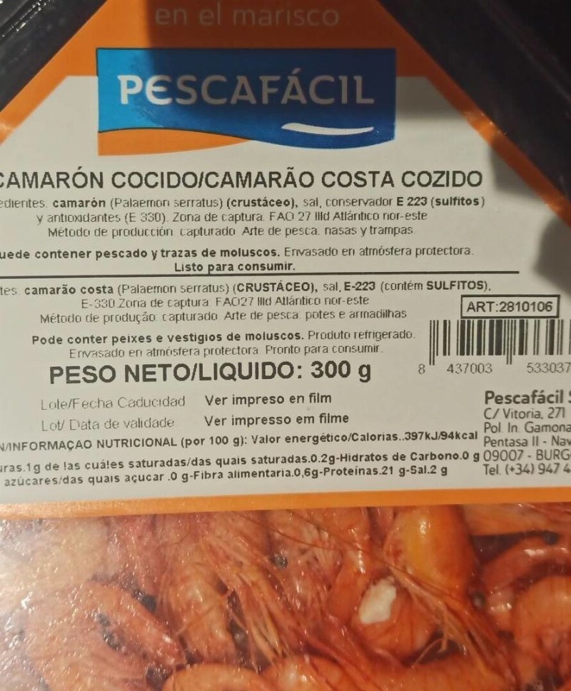 Foto da tabela nutricional