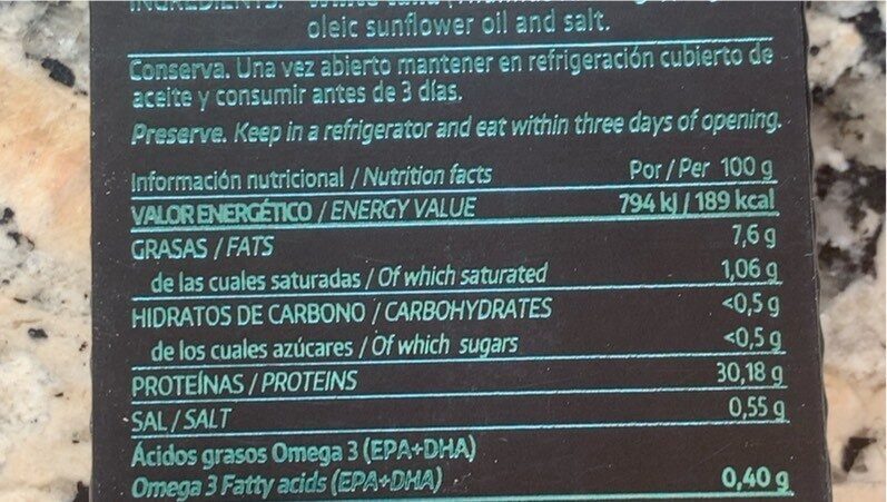 Foto da tabela nutricional