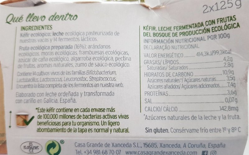Foto da tabela nutricional