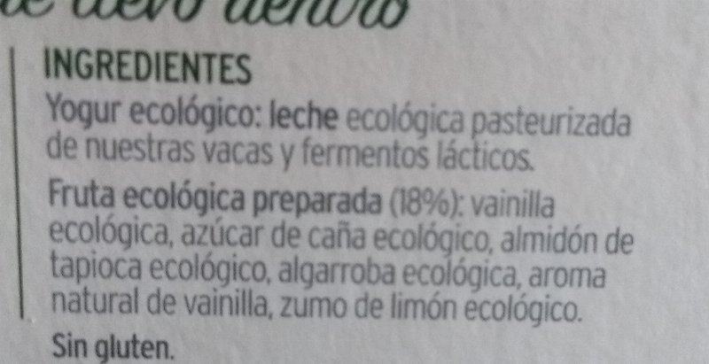 Foto da lista de ingredientes