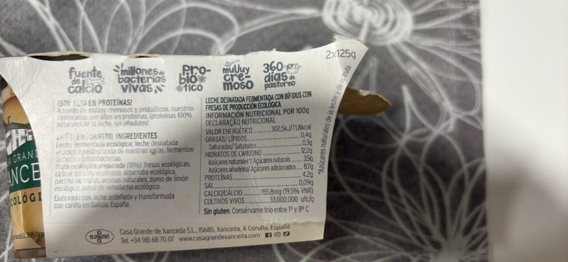 Foto da tabela nutricional
