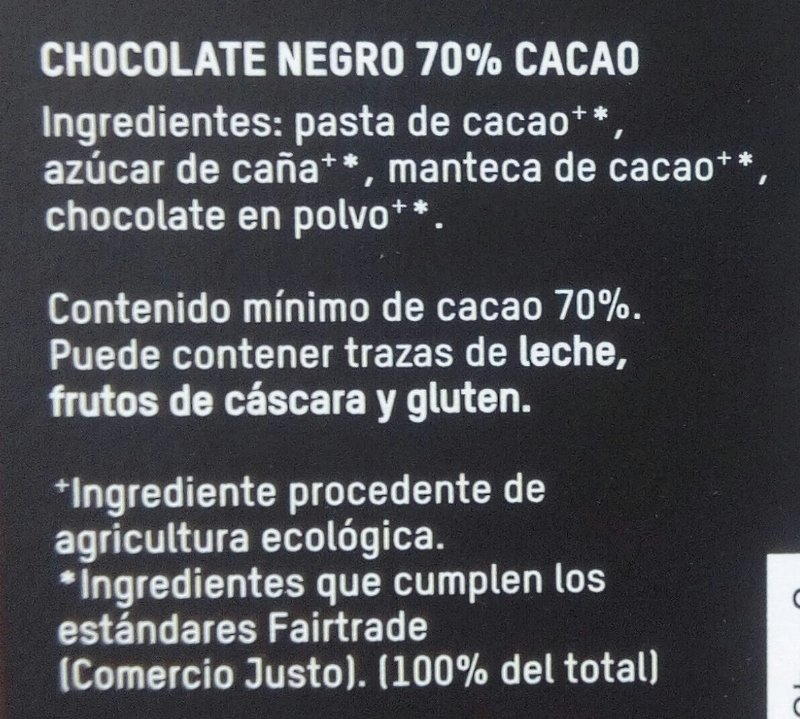 Foto da lista de ingredientes
