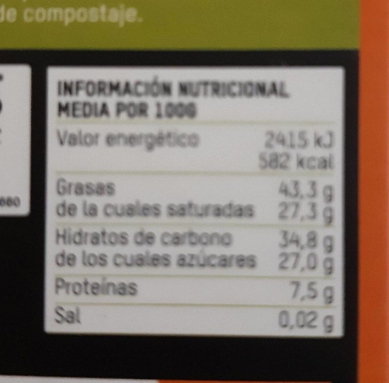 Foto da tabela nutricional