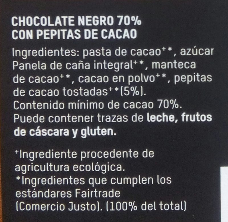 Foto da lista de ingredientes